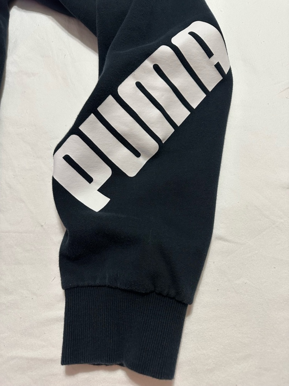 PUMA BLACK JOGGER SWEATPANTS MENS SIZE L LARGE TAPERED WHITE ATHLETIC PUMA LOGO - Picture 4 of 9